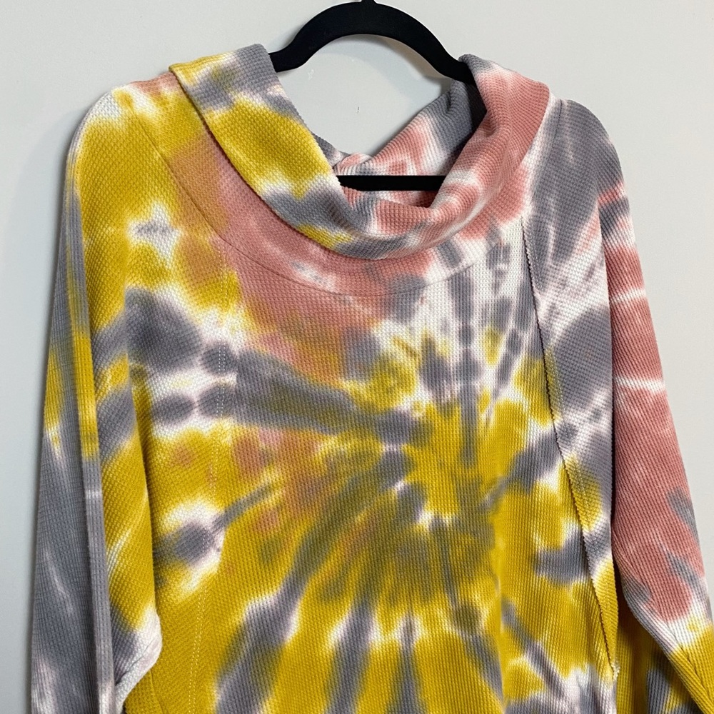 Anthro Pilcro Angie Tie Dye Cowl Neck Thermal Top - Picture 5 of 9